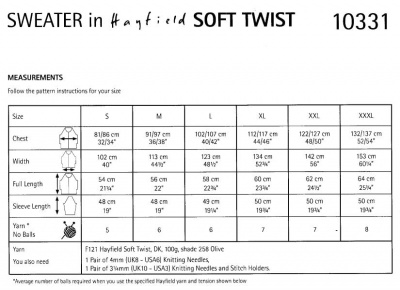 Knitting Pattern - Hayfield 10331 - Soft Twist DK - Ladies Sweater